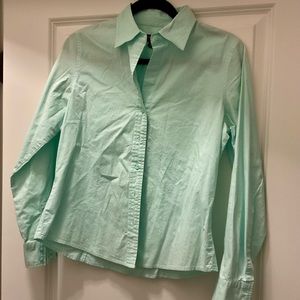 Ann Taylor long sleeve button down shirt sea foam green size 6